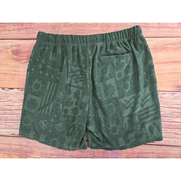 Negative Space Mens XL Terrycloth Green Patterned Lounge Shorts - Picture 2 of 6